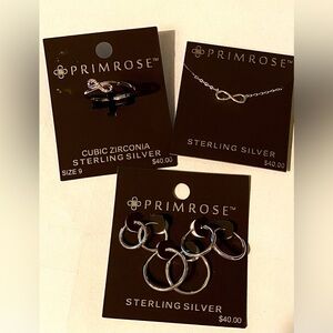 Infinity Necklace & Ring plus Hoop Earrings